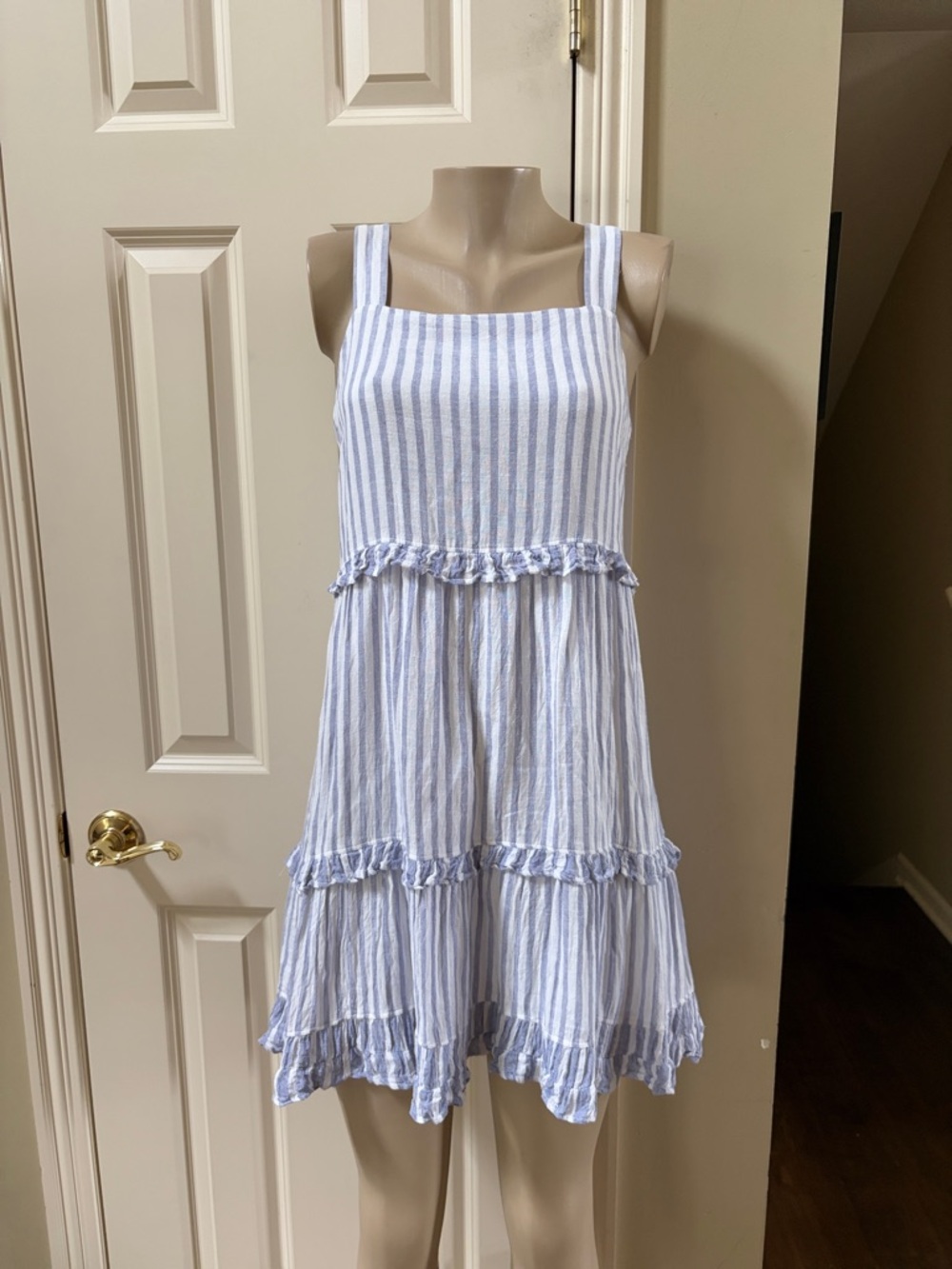 Rails Blue and White Striped Tiered Sundress, small